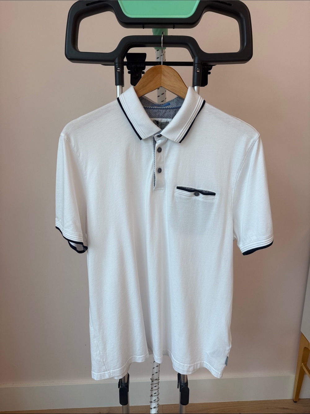 Ted Baker London White Polo with Navy Trim
